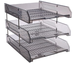 Picture of ถาดเอกสาร ออร์ก้า L-3, 3 ชั้น, เทาใส