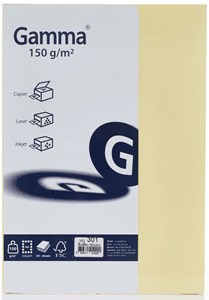 Picture of กระดาษสีถ่ายเอกสาร GAMMA 150 แกรม No.301 สีเหลือง A4 (100 แผ่น)