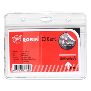 Picture of ป้ายพลาสติก ซิปล็อคใส่บัตร แนวนอน ใส (12อัน) โรบิน R37X (ไม่มีสายคล้องคอ) 