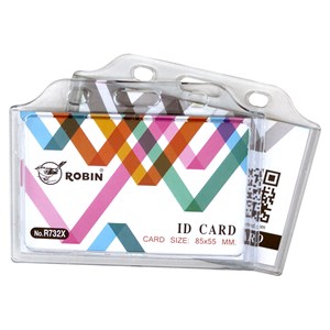 Picture of ป้ายพลาสติกแข็งใส่บัตร ป้ายชื่อพลาสติกคล้องคอ แนวนอน (แพ็ค10ซอง) โรบิน R732X 