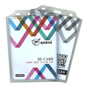 Picture of ป้ายพลาสติกแข็งใส่บัตร ป้ายชื่อพลาสติกคล้องคอ แนวตั้ง (แพ็ค10ซอง) โรบิน R734Y