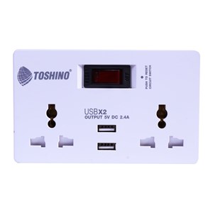 Picture of ปลั๊กแปลงนานาชาติ 2ช่อง+2USB2.4A โตชิโน