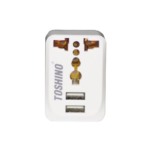 Picture of ปลั๊กแปลงนานาชาติ คุณภาพสูง USB2.1A2PORT  2 ขาแบน โตชิโน