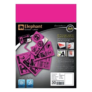 Picture of ตราช้างแล็บสติ๊กเกอร์ สีสะท้อนแสงชมพู A4
