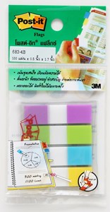 Picture of โพสต์-อิท® แฟล็กซ์ 683-4B, 0.5 x 1.7" คละม่วง, เขียว, ฟ้า, เหลือง