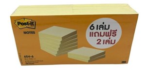 Picture of โพสต์-อิท® โน้ต 654-6VAD, YLW 6PDS FREE 2PDS (1x12)