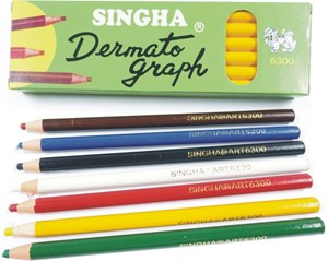 Picture of ดินสอเขียนกระจก Dermatograph ตราสิงห์, สีเหลือง