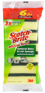 Picture of สก๊อตช์-ไบรต์ แผ่นใยขัดพร้อมฟองน้ำ 3x4 แพ็ค 6 ชิ้น (1x45)