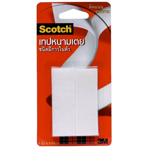 Picture of สก๊อตช์ เทปหนามเตย ชนิดมีกาวในตัว HOOK LOOP TAPE WHITE 1INX3IN PACK 12