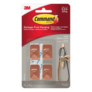 Picture of คอมมานด์ 3M ตะขอเมทัลลิค 17031SS-4ES Command™ Small Stainless Steel Hooks 4 Hooks, 5 Strips