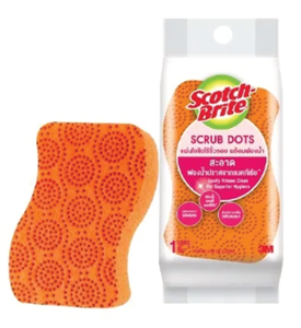 Picture of สก๊อตช์-ไบรต์ แผ่นใยขัดพร้อมฟองน้ำสครับดอท NS รุ่นไร้ริ้วรอย ส้ม SCRUB DOTS NS 3M Scotch-Brite