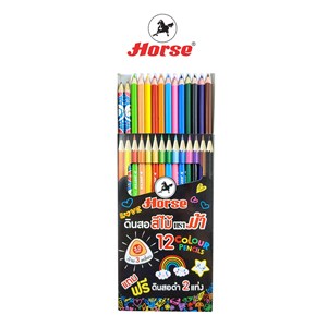 Picture of ตราม้า ดินสอสีแท่งสามเหลี่ยม 12สี กล่องดำ