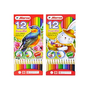 Picture of ตราม้า ดินสอสีไม้ยาว 12สี+กบเหลา H-2080 กล่องแดง