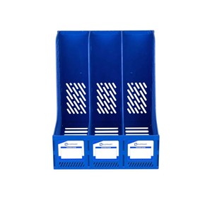 Picture of ตราช้าง กล่องเอกสารพลาสติก 3ช่อง น้ำเงิน Magazine Holder