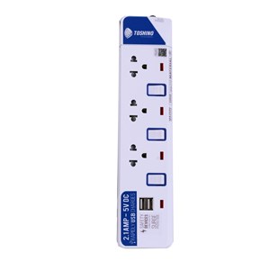 Picture of รางปลั๊กไฟโตชิโน ET-913USB 3จุด+2USB,มี Surge 3เมตร สีขาว (มอก.)(1x24), 10A/2300W