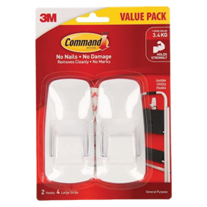 Picture of คอมมานด์ 3M ตะขอพร้อมเทปกาว (ขนาดจัมโบ้) 17004V COMMAND JUMBO HOOK VALUE PACK (2 HOOKS/PACK) (1*12)