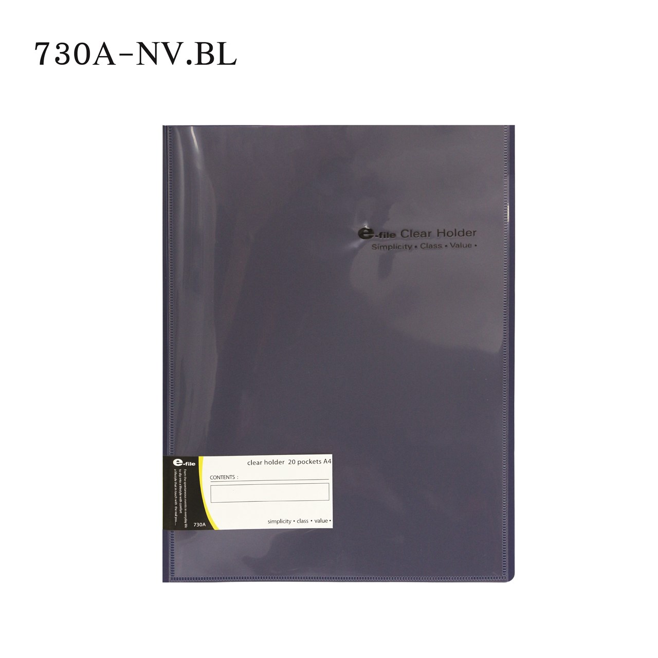 Picture of แฟ้มโฮลเดอร์ 20 ซองปกทึบ e-file730A-NV.BL