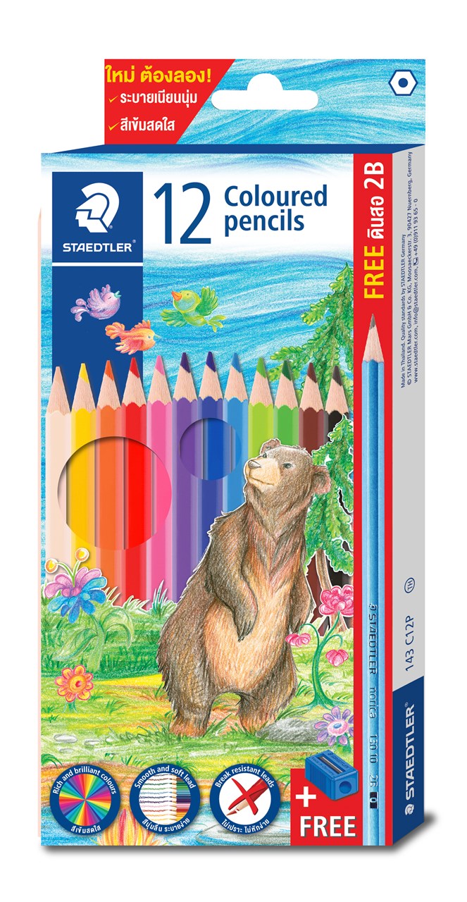 Picture of สเต็ดเล่อร์ (Staedtler) ดินสอสียาว 12 สี คละลาย FSC™ 100%