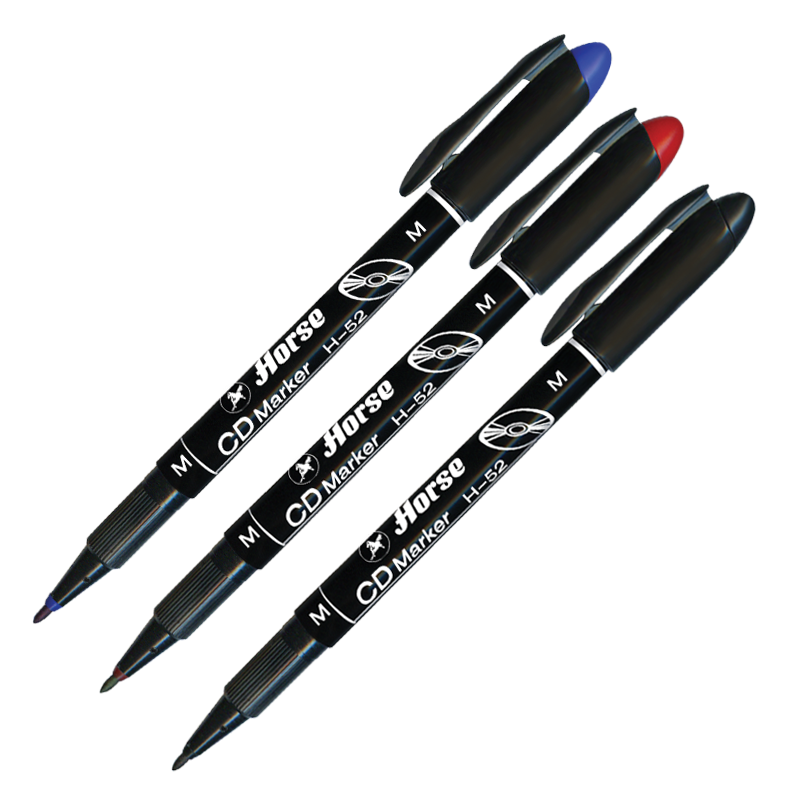 Picture of ปากกา O.H.P. CD-PEN ตราม้า ลบไม่ได้ #H-52 M ดำ