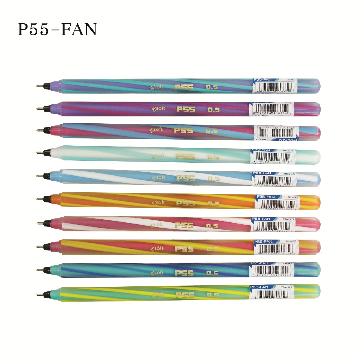 Picture of ปากกาลูกลื่นเจล g'SOFT P55 FAN, น้ำเงิน, 0.5 มม.