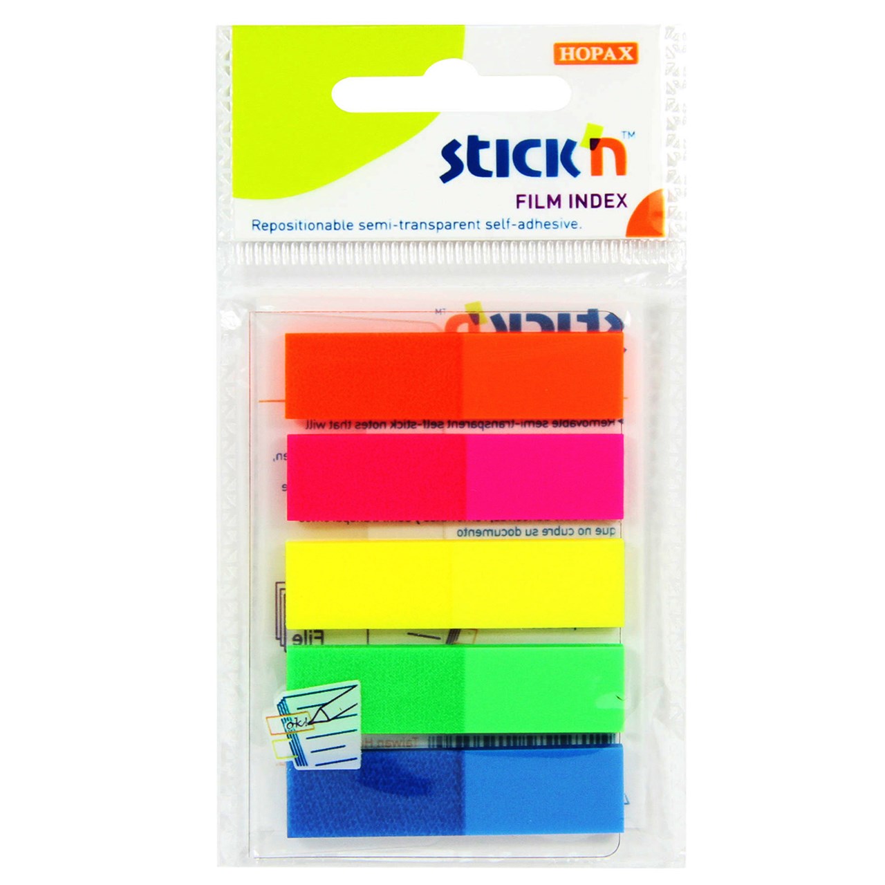 Picture of สติ๊ก'เอ็น 21050 12x45 มม. นีออน 5 สี/แพ็ค ฟิล์มดัชนี 25 แผ่น/สี
