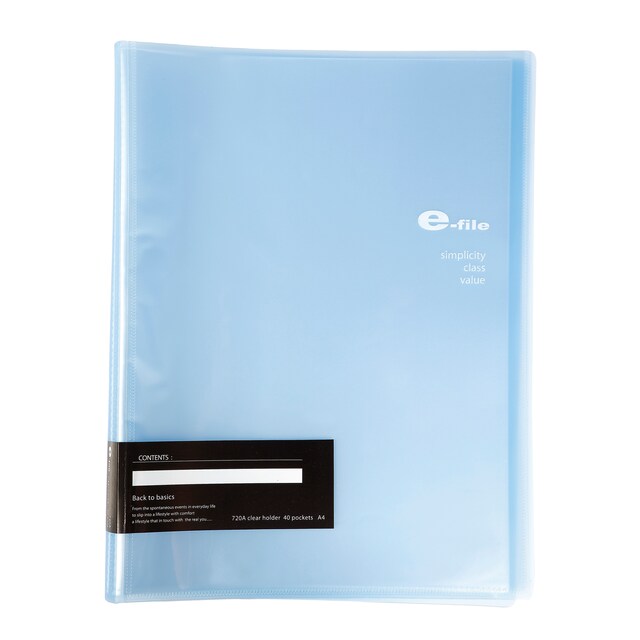Picture of แฟ้มโฮลเดอร์ 40 ซองปกใส e-file720A-BL