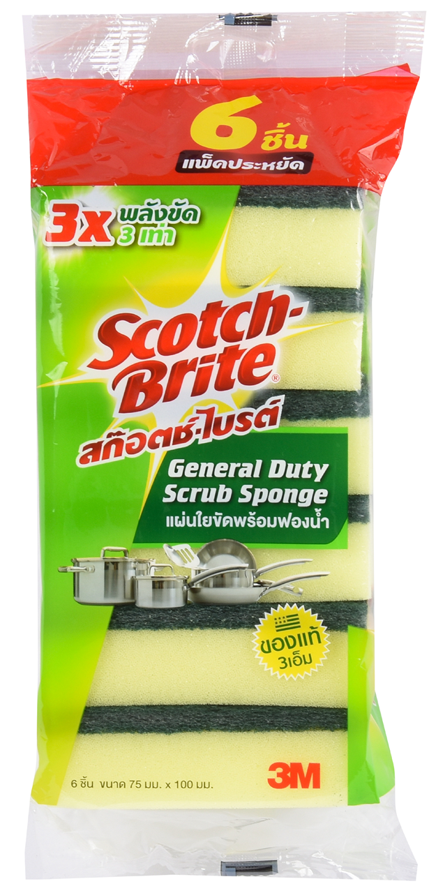 Picture of สก๊อตช์-ไบรต์ แผ่นใยขัดพร้อมฟองน้ำ 3x4 แพ็ค 6 ชิ้น (1x45)