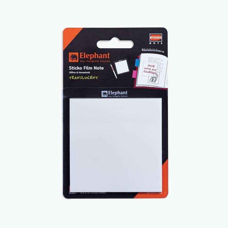 Picture of สติ๊กโก้โน้ต ตราช้าง ฟิล์มใส 3x3 sticko note film translucent