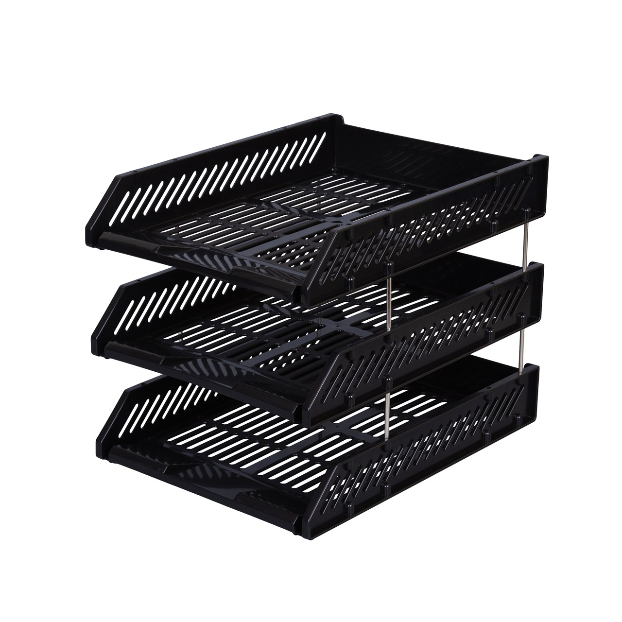 รูปภาพของ ตราช้าง ถาดเอกสารพลาสติก 3ชั้น ดำ Document Tray
