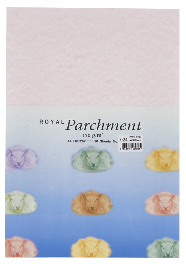 Picture of กระดาษลายขนแกะ Royal Parchment 170 แกรม สีชมพู No.24  ขนาด A4 (50แผ่น)