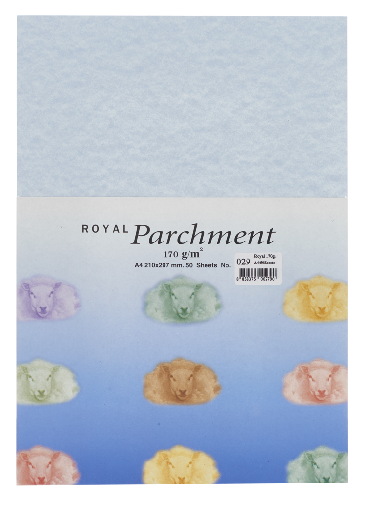 Picture of กระดาษลายขนแกะ Royal Parchment 170 แกรม สีฟ้า No.29  ขนาด A4 (50แผ่น)