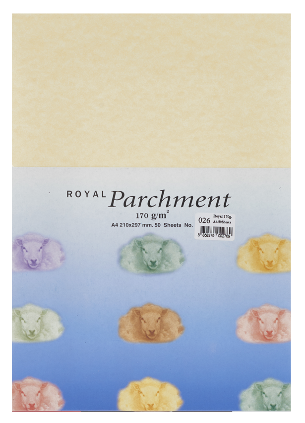 Picture of กระดาษลายขนแกะ Royal Parchment 170 แกรม สีเหลือง No. 26 ขนาด A4 (50แผ่น)