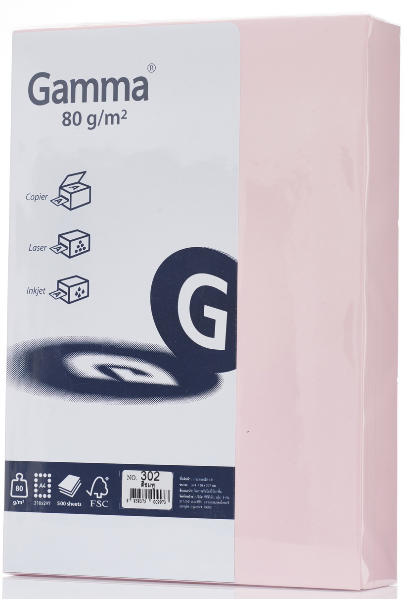 Picture of กระดาษสีถ่ายเอกสาร GAMMA 80 แกรม No.302 สีชมพู A4 (500 แผ่น)