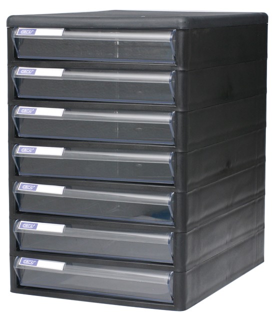Picture of ตู้เอกสาร ออร์ก้า TCB-7 โครงดำ ลิ้นชักใส 25.5x34x37.5