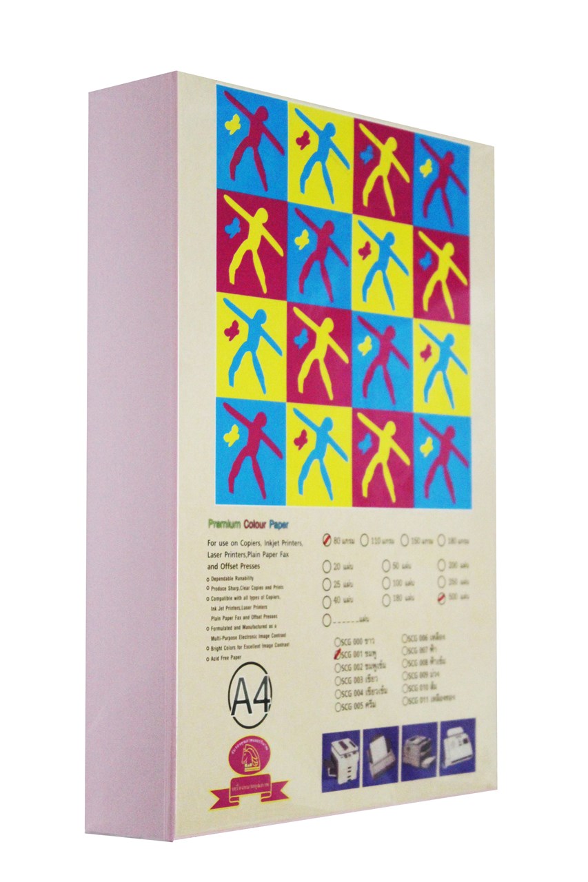 Picture of กระดาษสีถ่ายเอกสาร MAC สีชมพูอ่อน (01) 80 แกรม A4 (500 แผ่น)