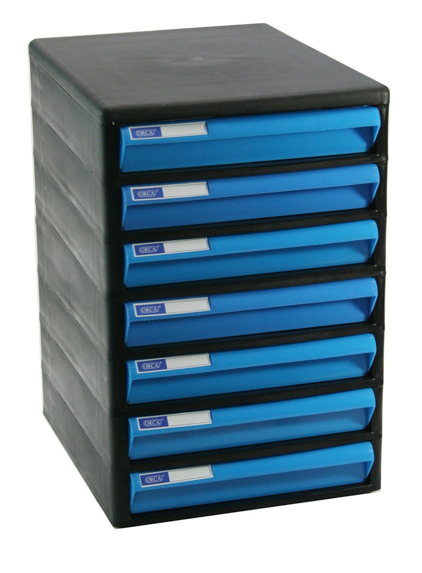 Picture of ตู้เอกสาร ออร์ก้า CBN-7 โครงดำ-ลิ้นฟ้าทึบ, 25.5 x 34 x 37.5 ซม.