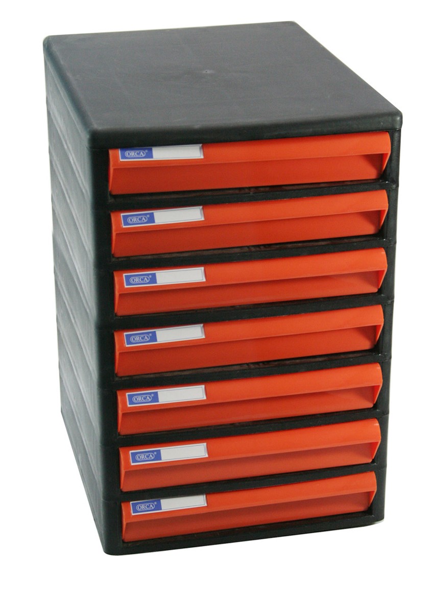 Picture of ตู้เอกสาร ออร์ก้า CBN-7 โครงดำ-ลิ้นส้มทึบ, 25.5 x 34 x 37.5 ซม.